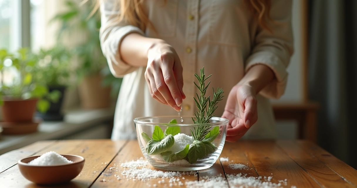 Preparando banho energético com ervas para acalmar antes da entrevista 