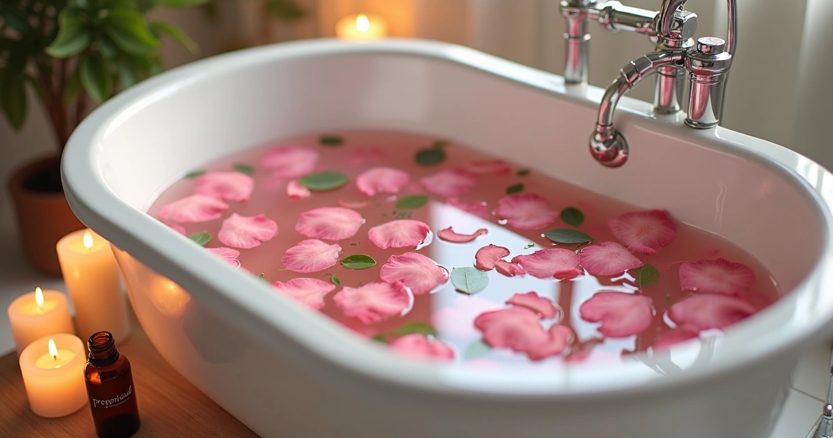 Banho de ervas para energia amorosa com pétalas de rosa