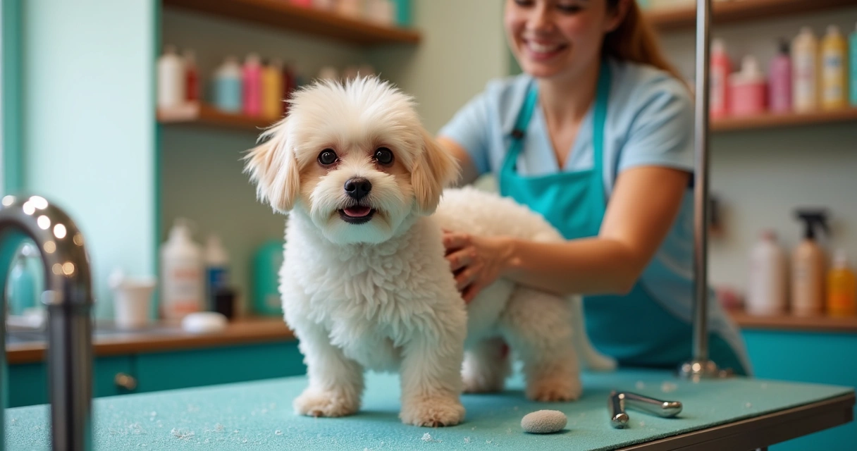 MEI para Veterinários e Empresários Pet em 2026: Guia Prático 3 Banho e tosa em petshop com cachorro pequeno em mesa de atendimento