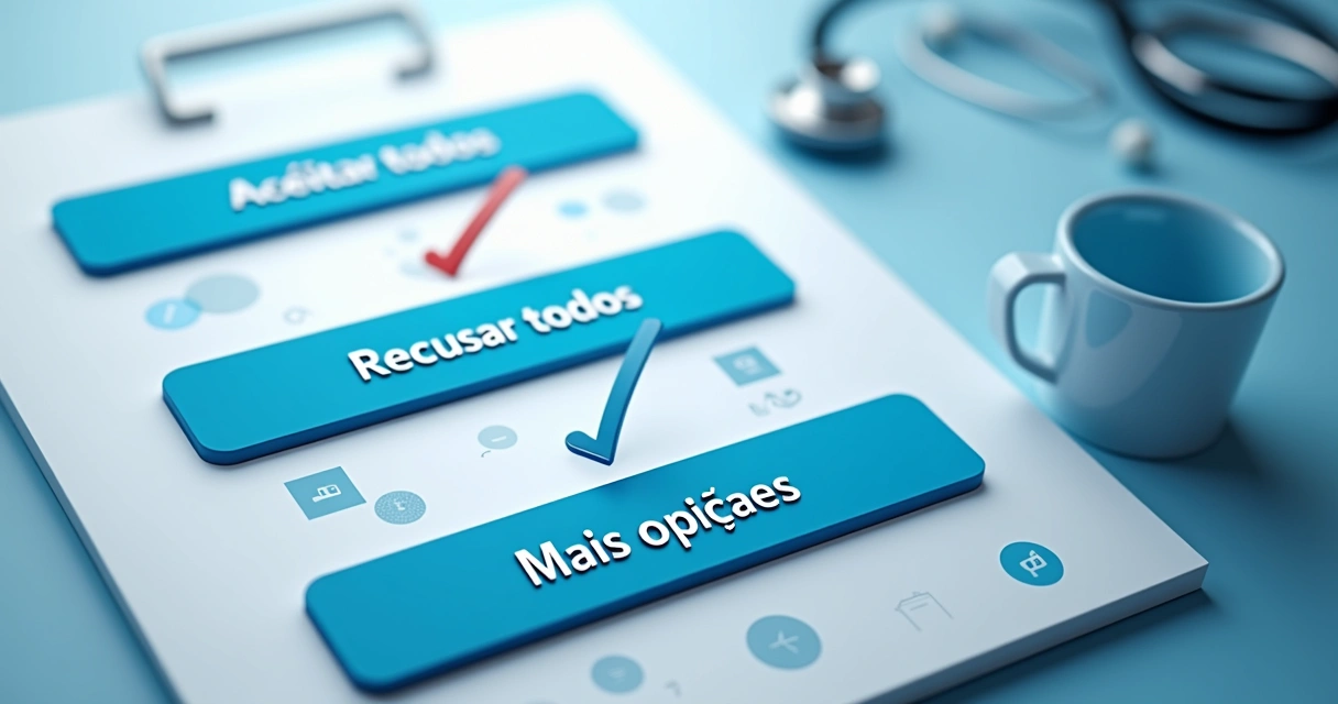 Aviso de cookies em plataforma de clínica médica