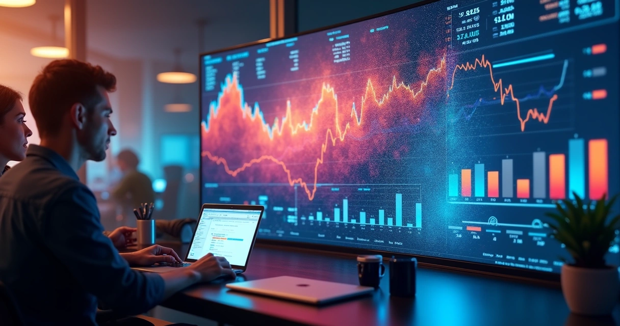 Banner colorido de publicidade digital em site 