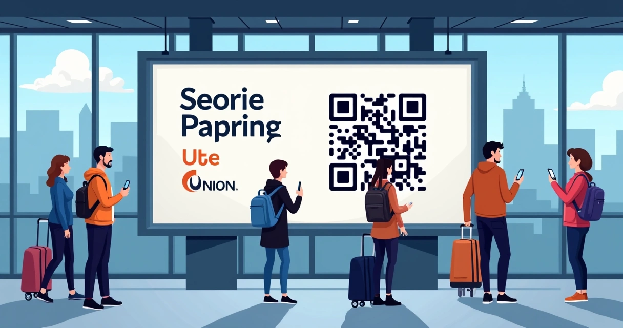 Anúncio sindical com QR code em terminal 