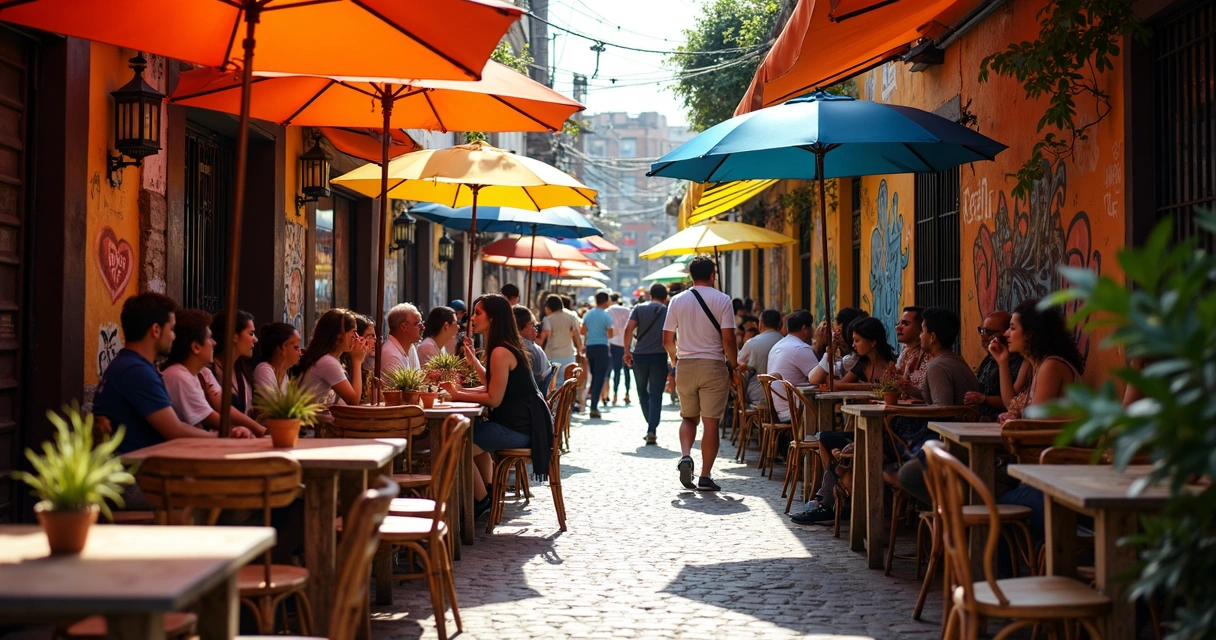 Bares e cafés na Vila Madalena à luz do dia 