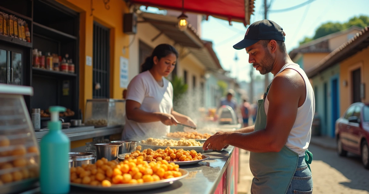 Barraca de comida de rua com preparo na hora em Ilhéus