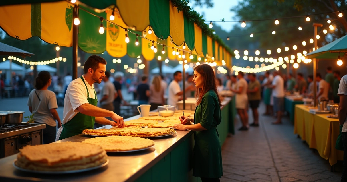Barraca de crepe com decoração brasileira em festival na Flórida 