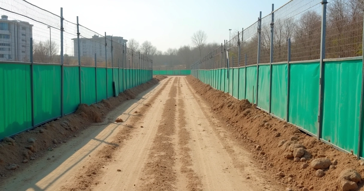 Barreira ecológica em obra para controlar poeira e sedimentos 