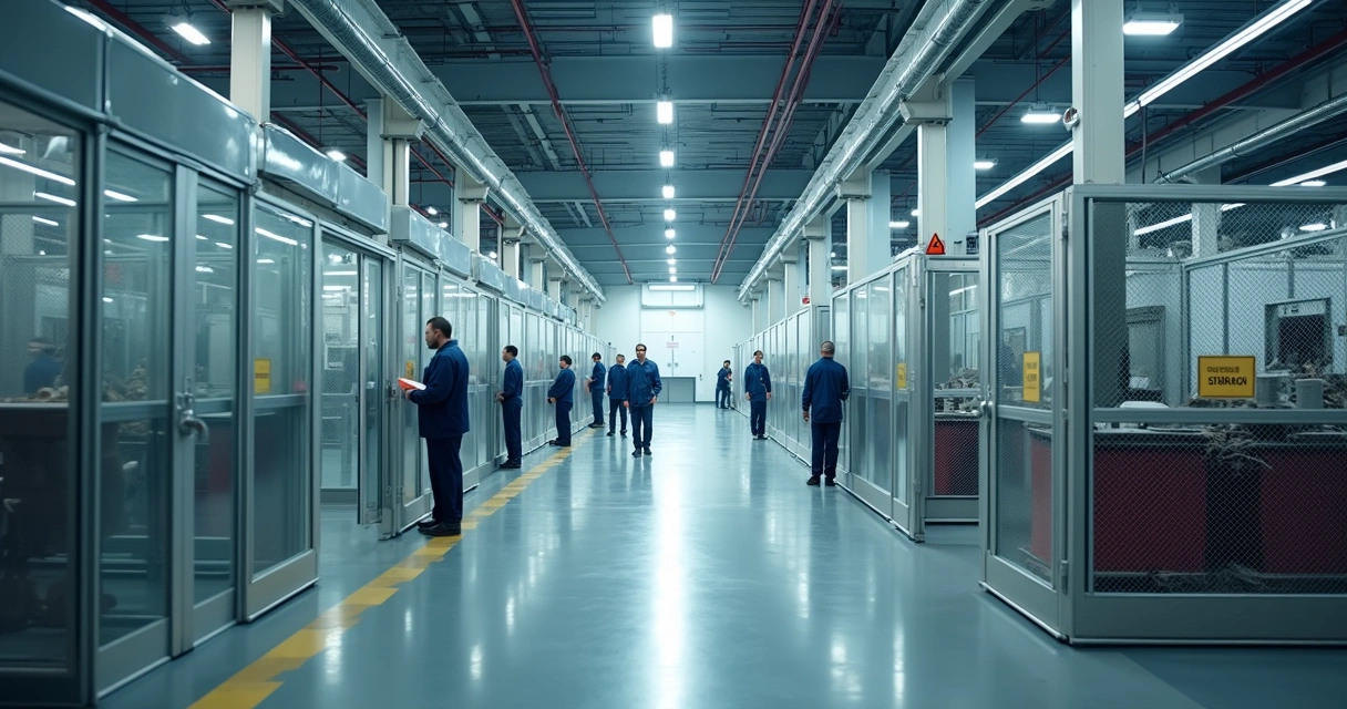 Divisórias e distâncias dentro de fábrica