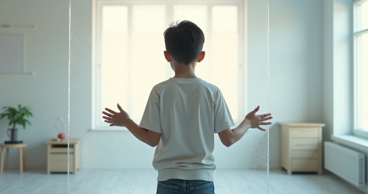 Pessoa tentando escalar uma parede invisível 