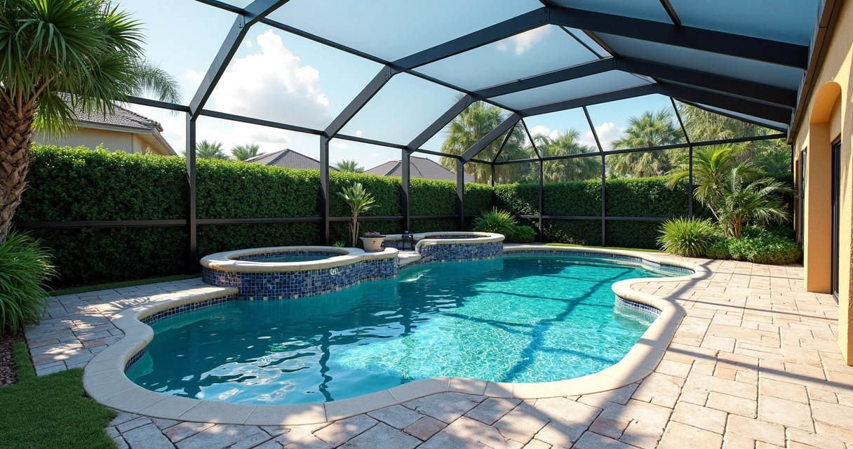 Debris barrier integrated with patio hardscape in Orlando 