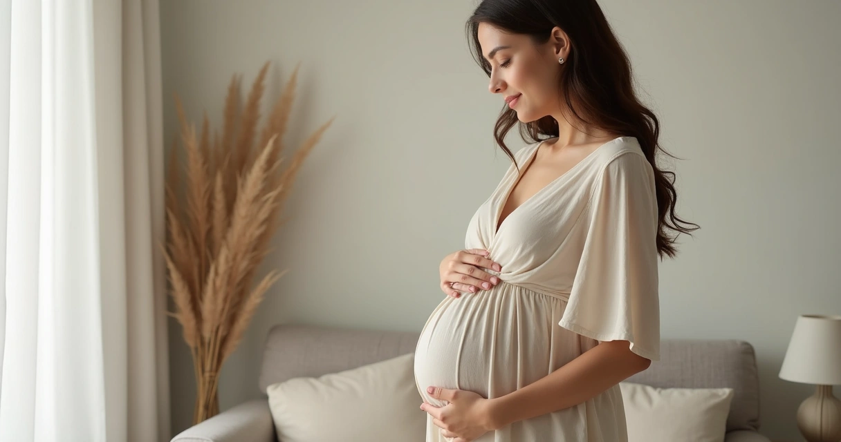 Barriga de gestante em crescimento com roupa confortável 