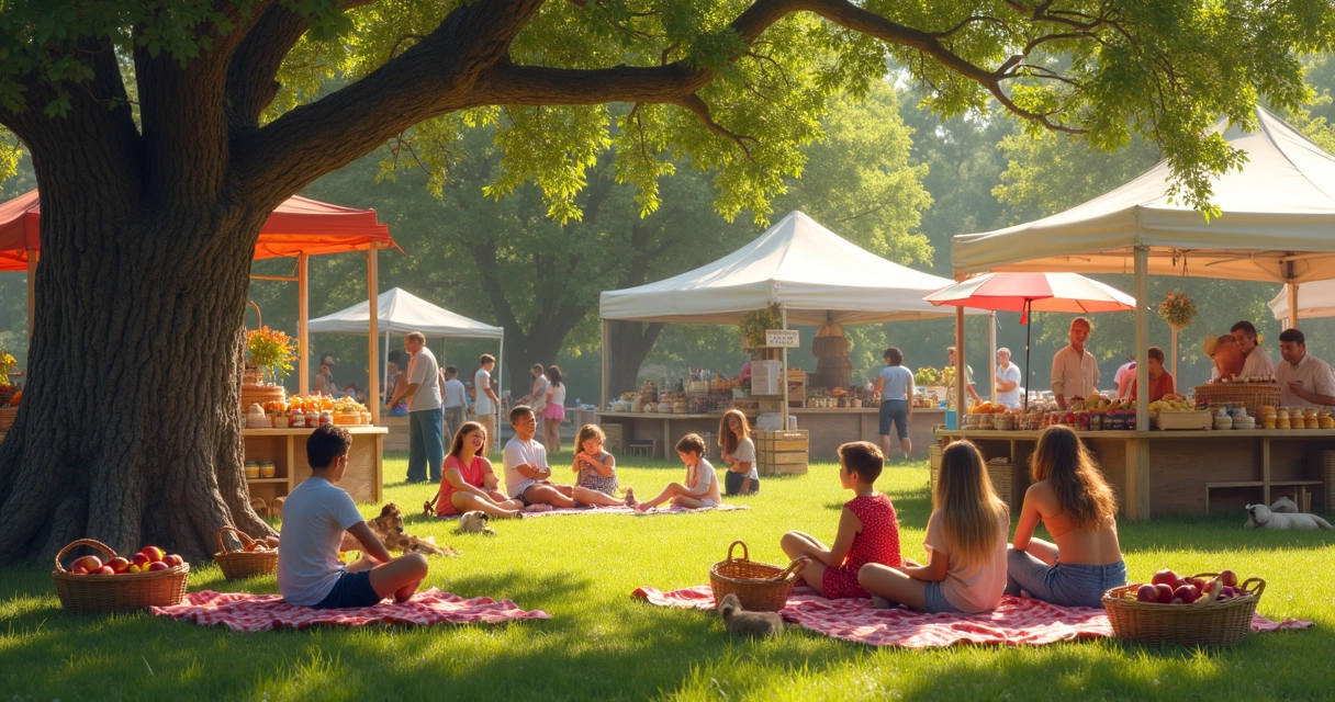 Family picnic at Barton Hills Community Market