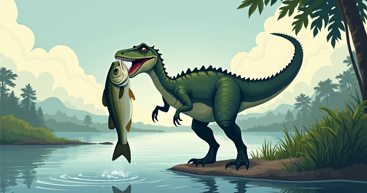 Garra do polegar do Baryonyx estendida ao lado do corpo 