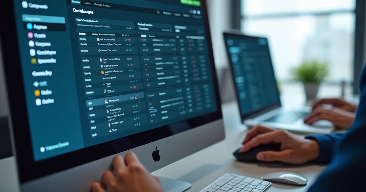 Interface de software exibindo lista segmentada de empresas 