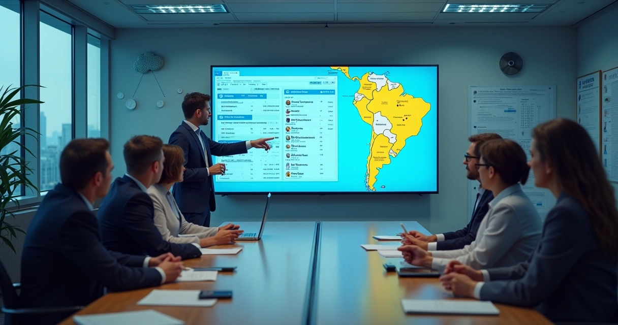 Equipe de vendas analisando base de dados de leads Foco em planilhas e tecnologia 