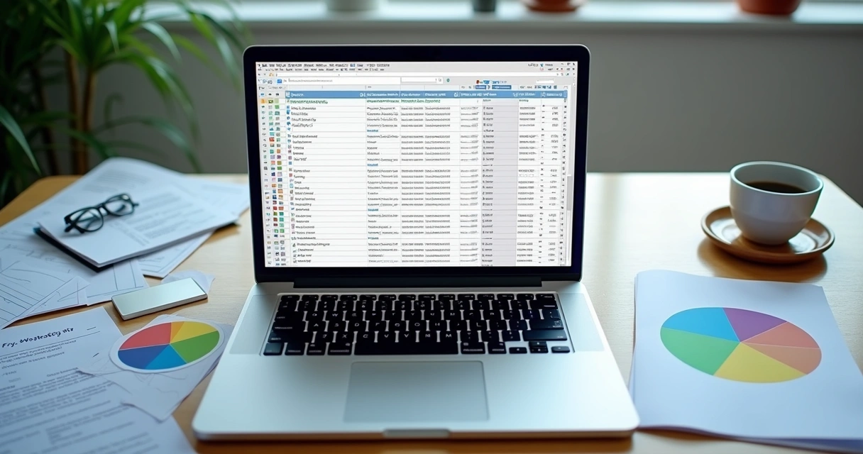 Como comprar contatos WhatsApp B2B com dados qualificados 2 Planilha b2b aberta no notebook com gráfico ao lado