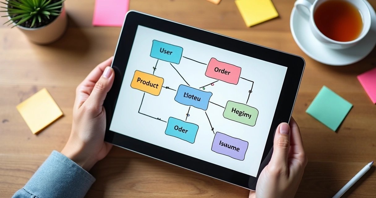 Diagrama colorido de relaciones base de datos app 