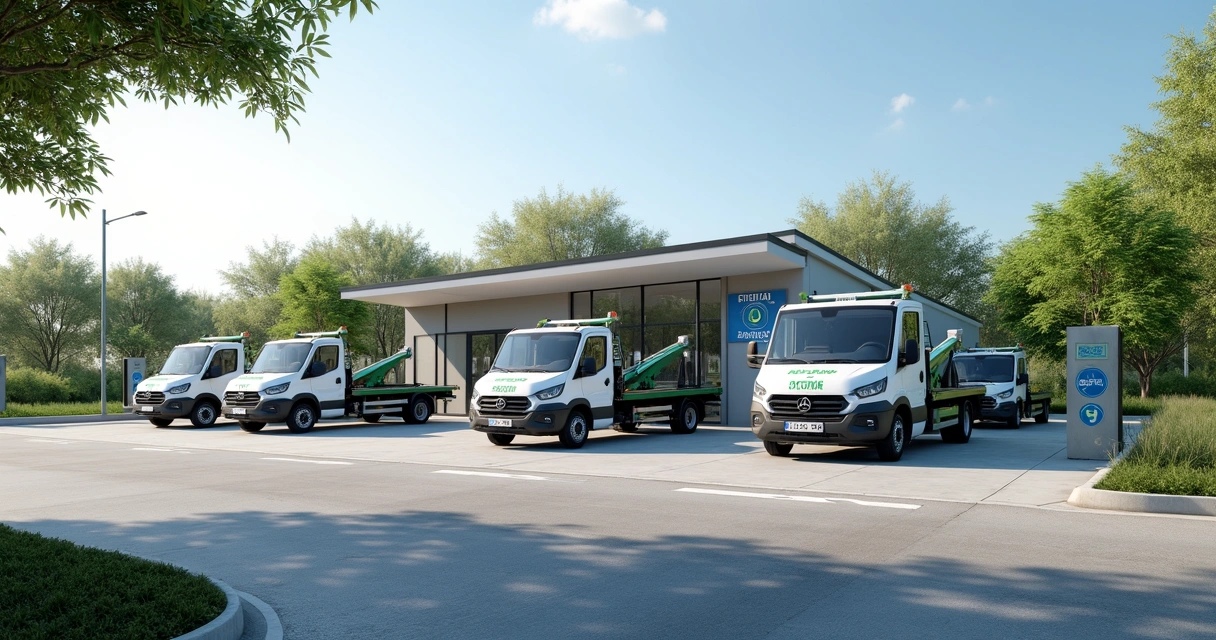 Base operacional elétrica da Motiva Autoban com veículos elétricos estacionados 