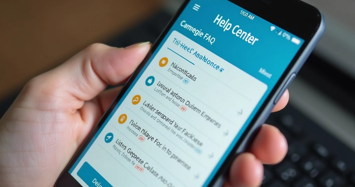 Aplicativo com base de respostas rápidas aberta na tela 