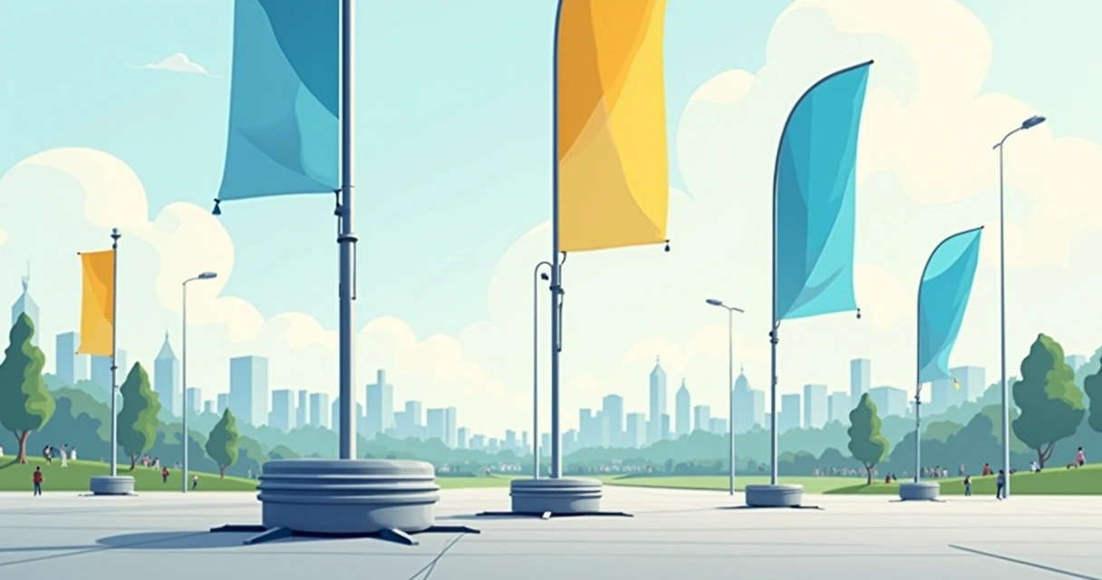 Base de wind banner destacada em campanha política ao ar livre 