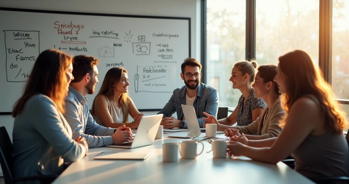 Equipe reunida em sala de reunião PME 