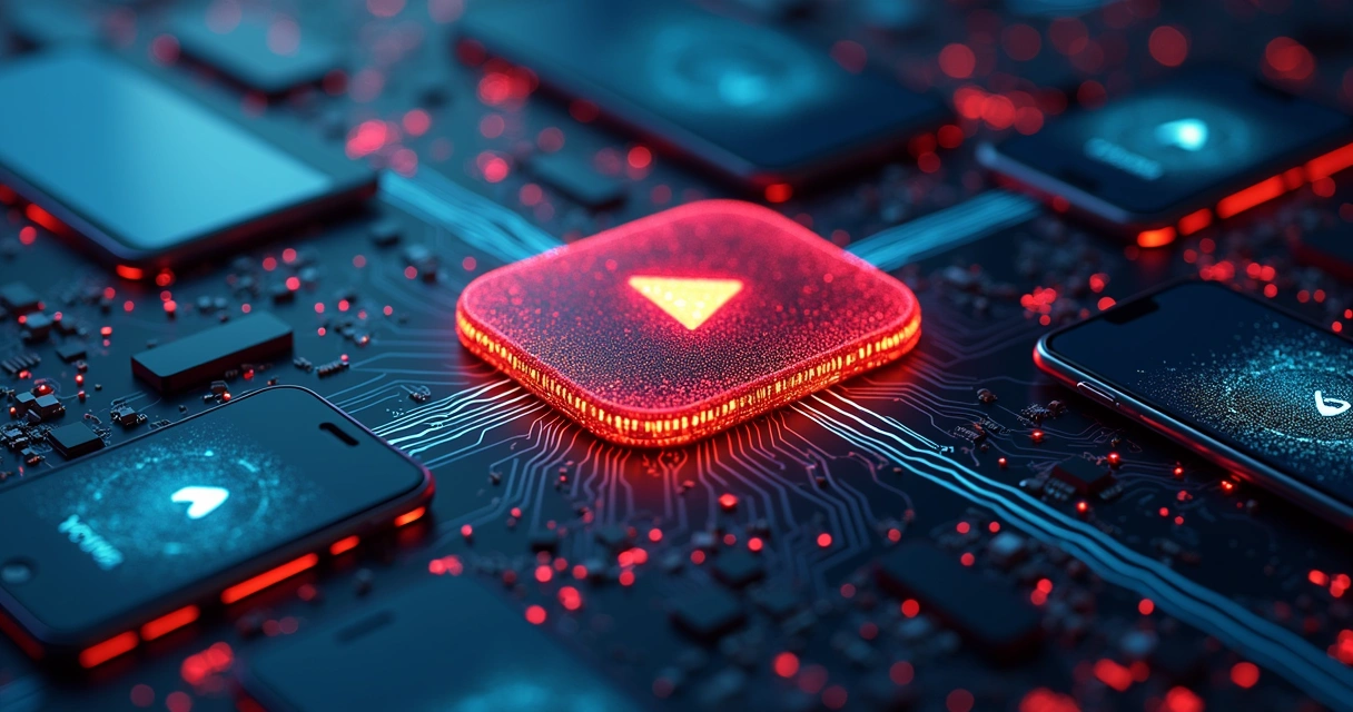 Representação visual de dados trafegando entre dispositivos conectados 