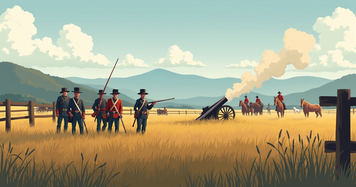 Soldados na Guerra Civil nos campos da Carolina do Norte 