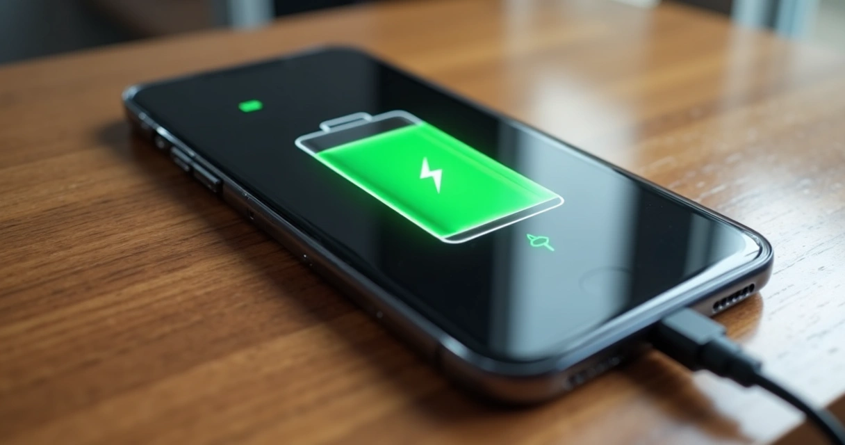 Bateria de celular sendo carregada rapidamente 