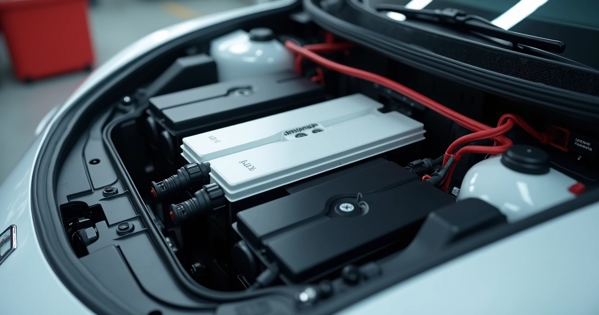 Vários módulos de bateria de lítio conectados em um veículo elétrico