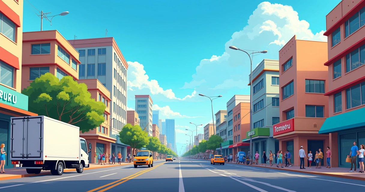 Vista do centro empresarial de Bauru, com lojas e empresas 