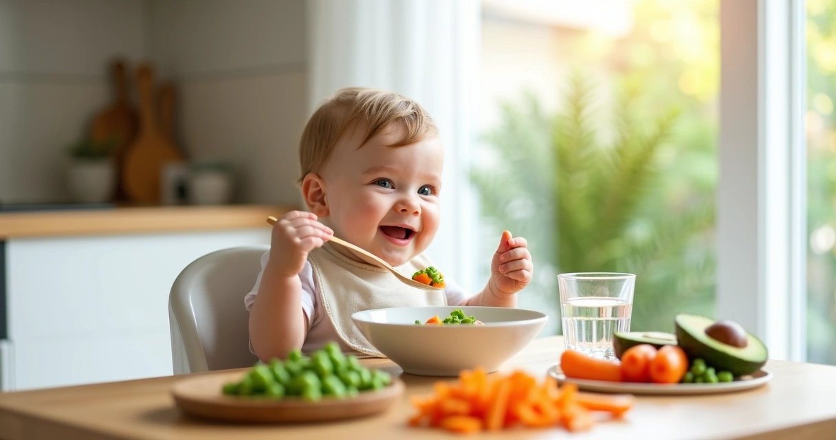 mae dando comida para bebe