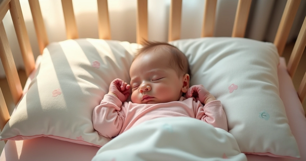 Bebê deitado de lado com cabeça apoiada de forma alternada 