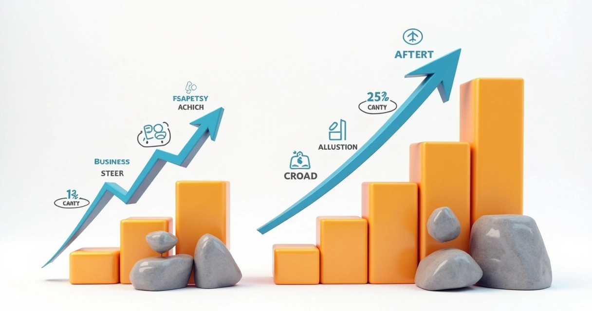 Gráfico de antes e depois com aumento de vendas 