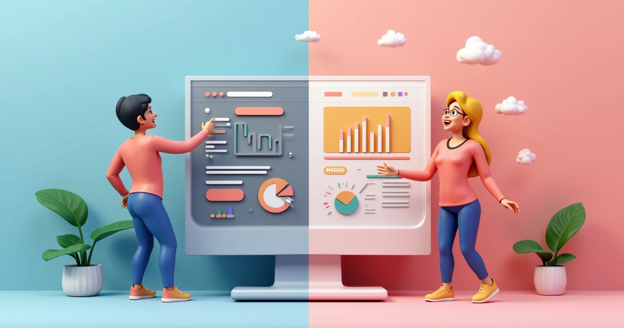 Comparação visual antes e depois de uma PME com site otimizado 