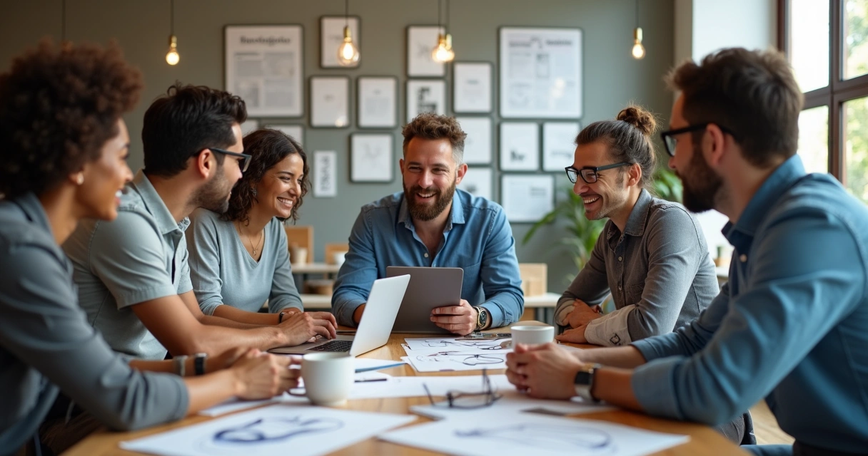 Photo of business team collaborating in office