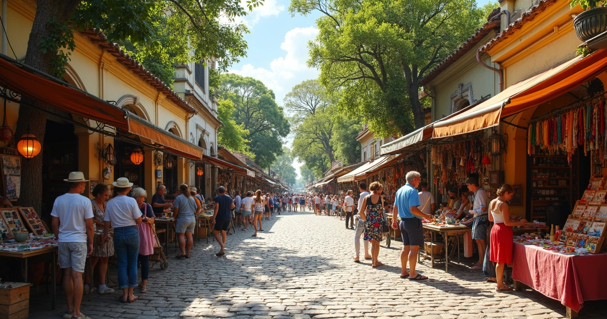 Centro histórico de Belém com feira de artesanato