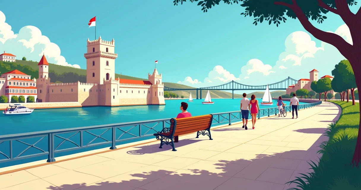 Monumentos de Belém e margens do Tejo em Lisboa 