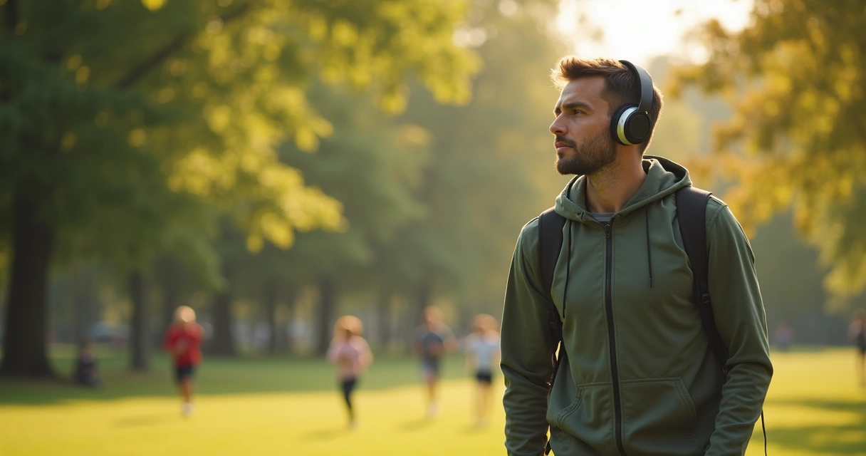 Homem caminhando ao ar livre para promover bem-estar mental 