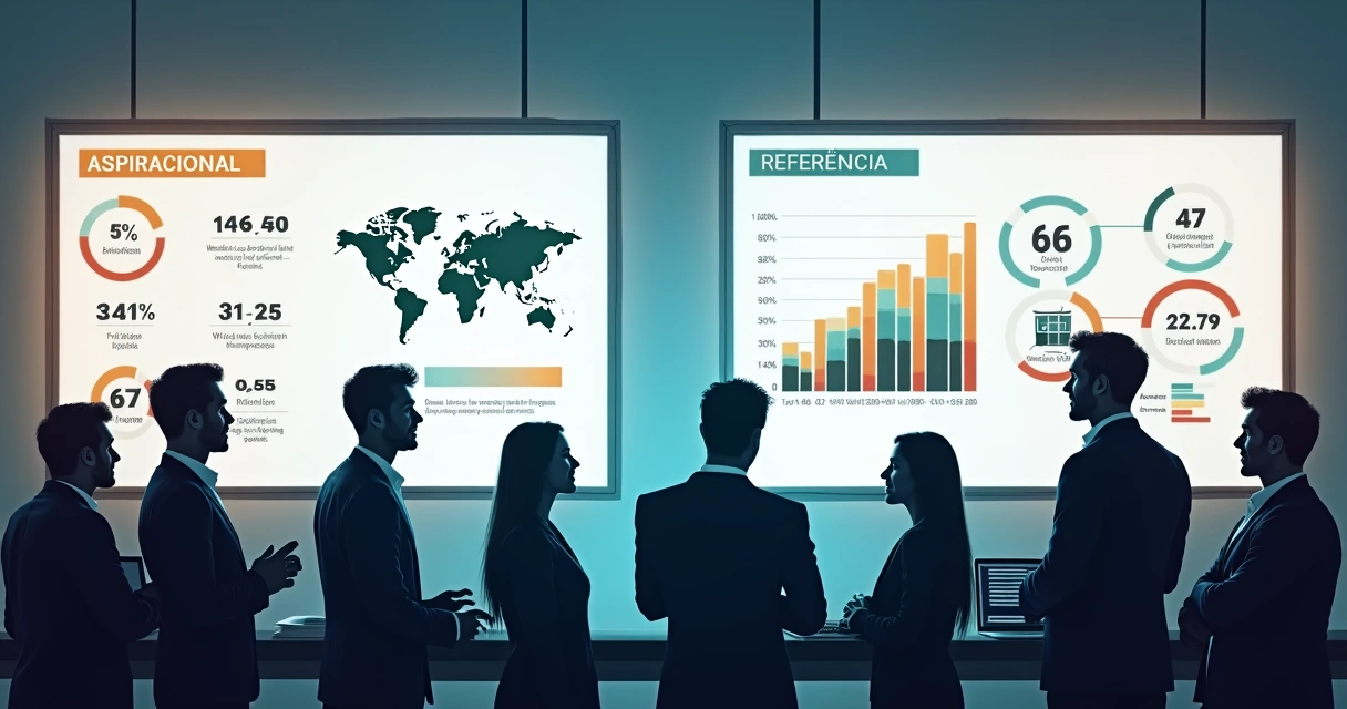 Quadro mostrando diferença entre benchmarking aspiracional e de referência