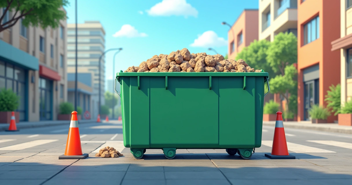 Vantagens da caçamba cheia de entulho em rua limpa e organizada 