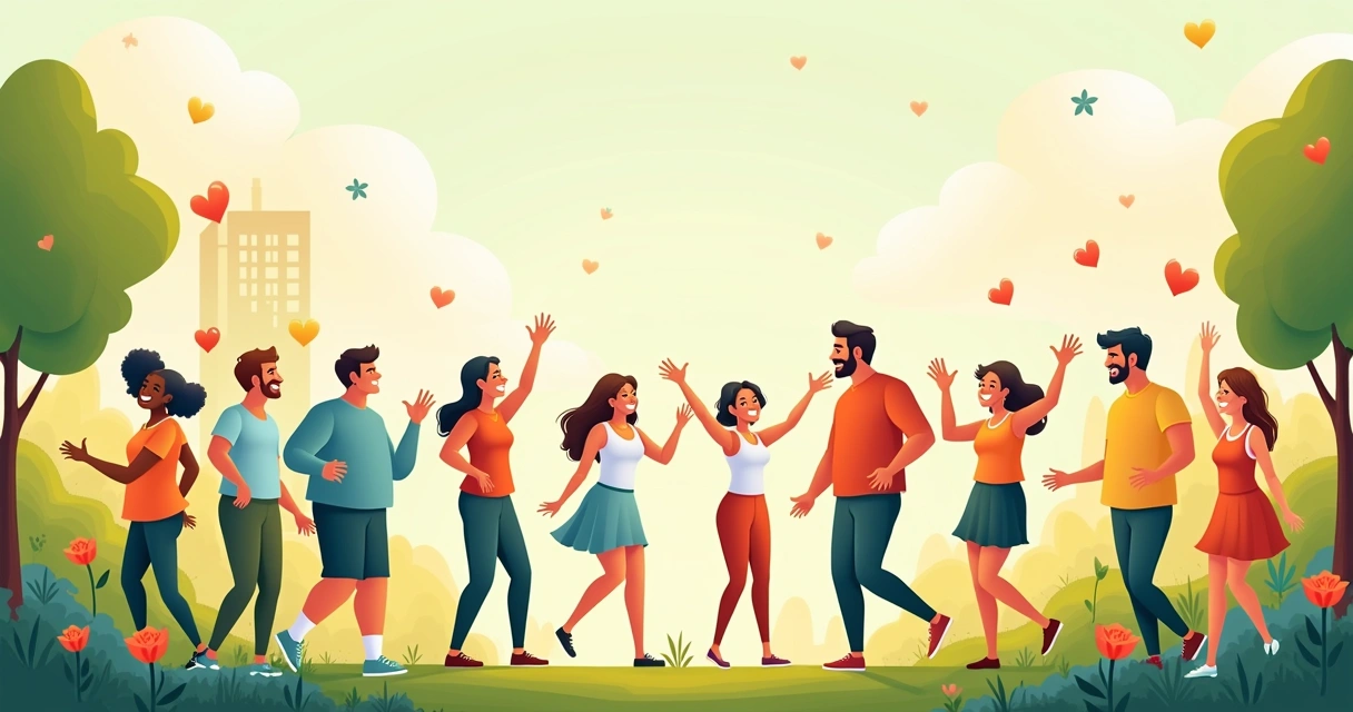 Cenário inspirador com pessoas felizes praticando atividades ao ar livre, representando os benefícios da cirurgia metabólica.