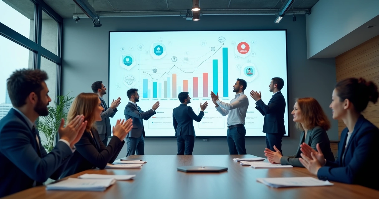 Como Funciona a Busca por Telefone em Dados Empresariais 5 Equipe empresarial celebrando resultados com dados validados