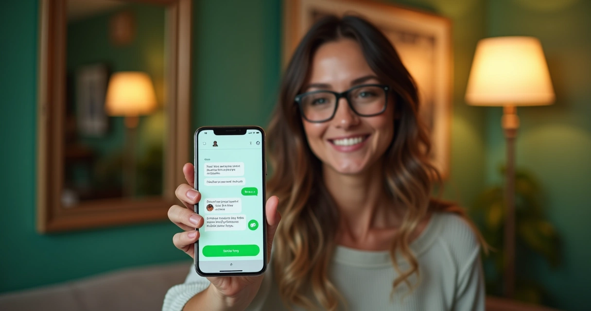 Cliente satisfeito após bom atendimento digital. 