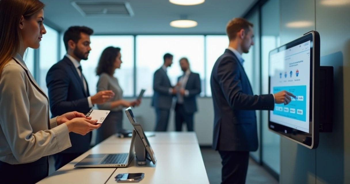 Funcionários usando cartão único para registrar ponto e acessar benefícios 