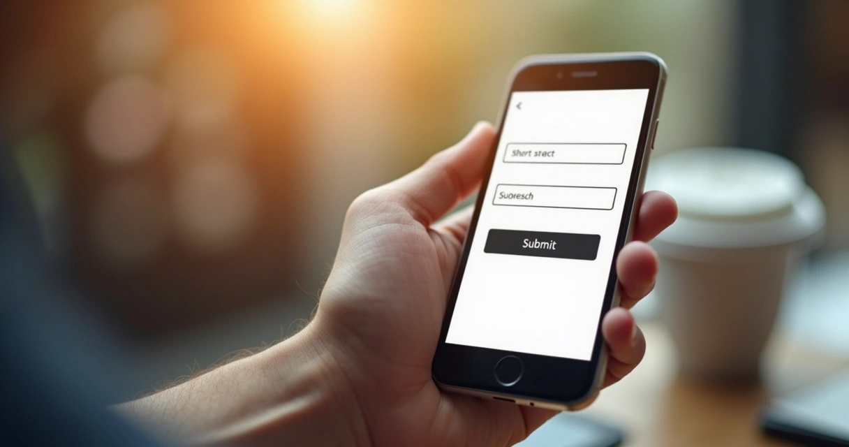 Pessoa preenchendo formulário curto em smartphone 