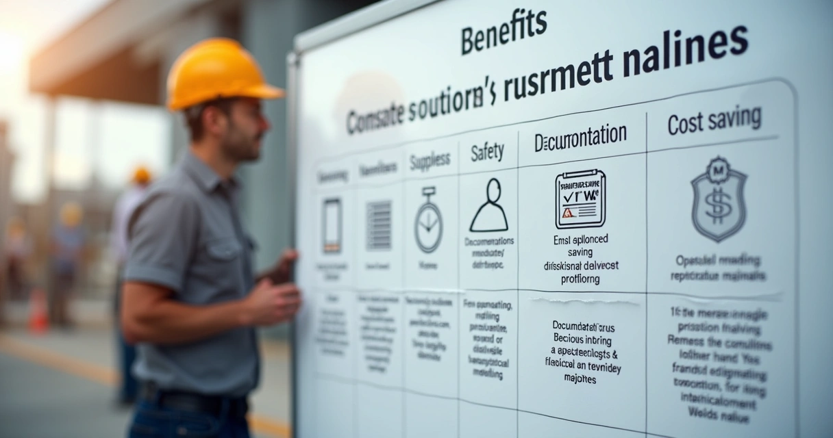 Resumo visual dos benefícios da IA na construção 