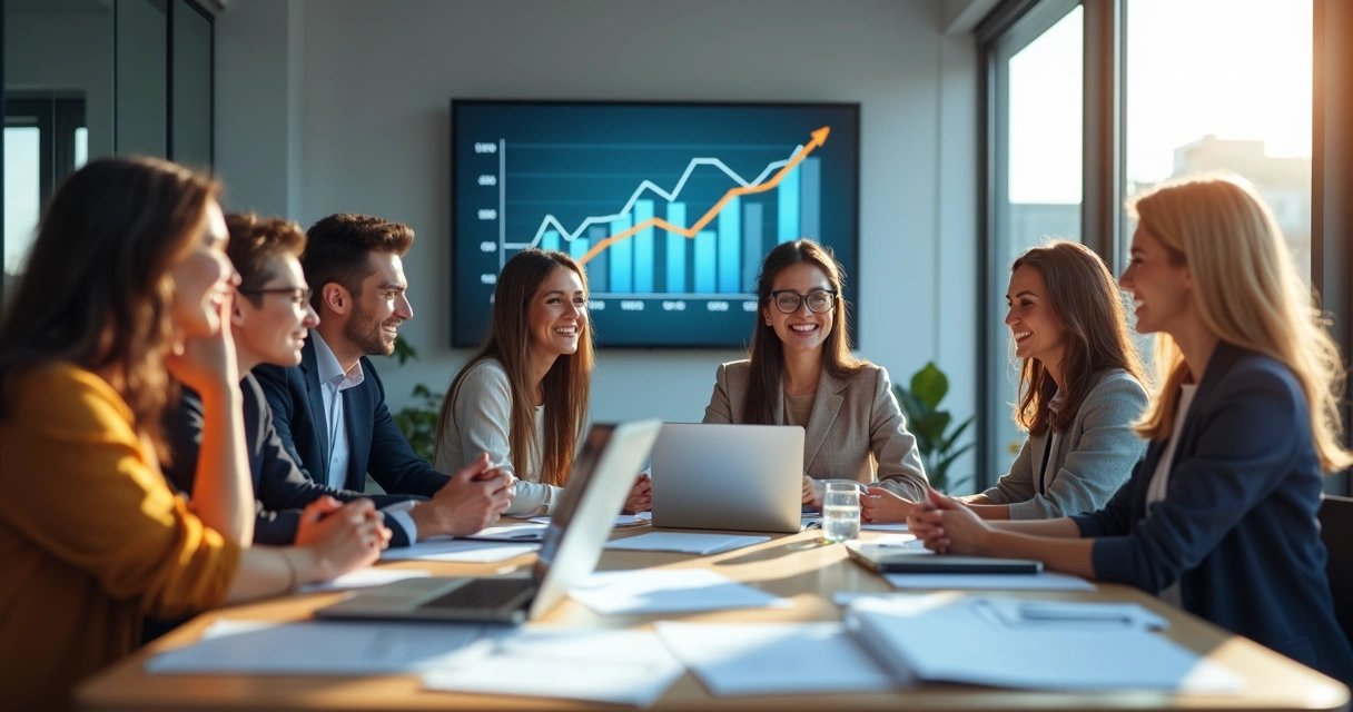 Equipe empresarial celebrando melhoria em processos 