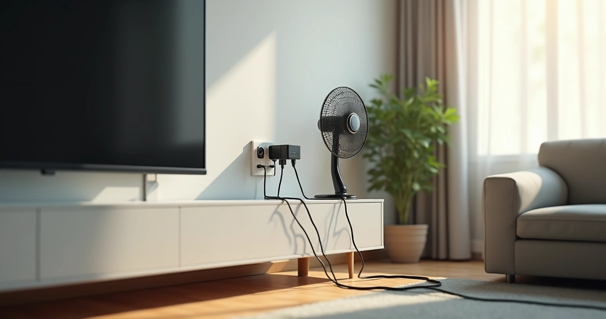 Filtro de linha plugado em tomada com vários equipamentos 