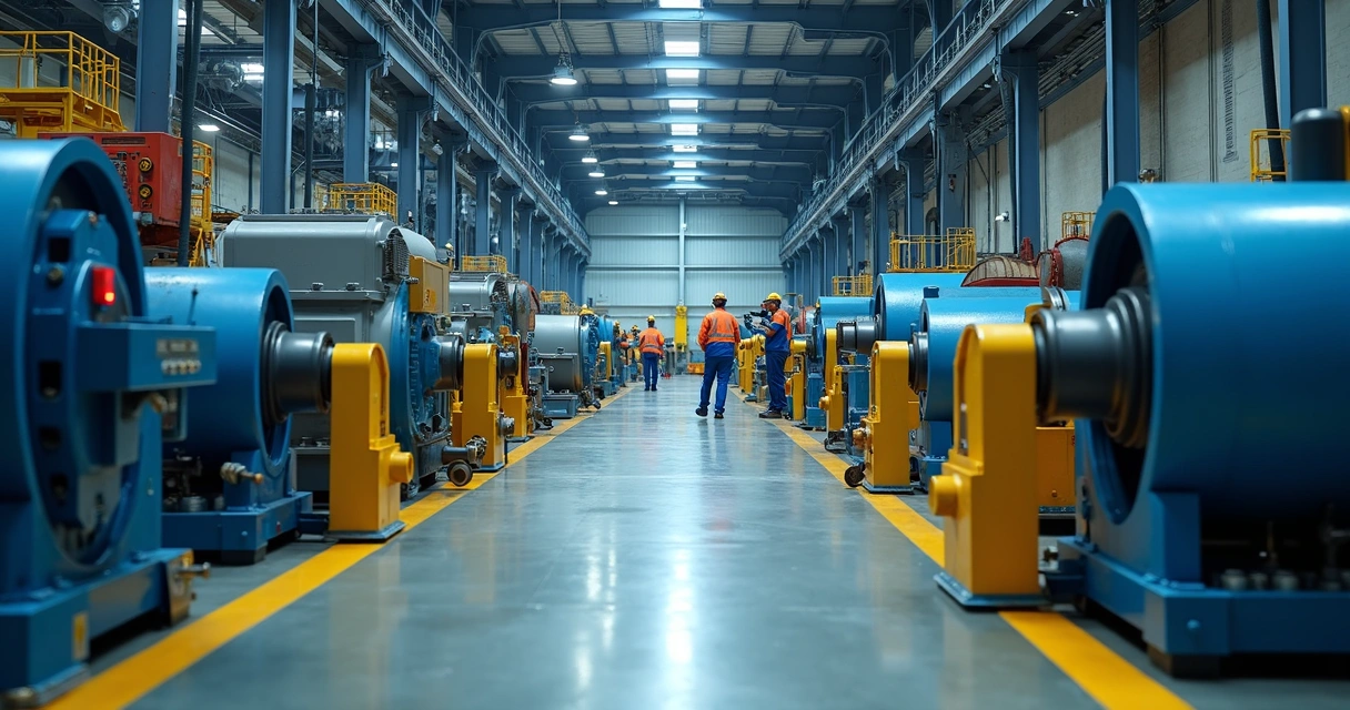 Máquinas industriais lado a lado em ambiente fabril 