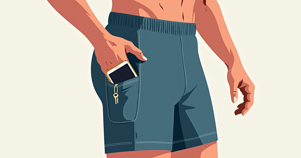 Bermuda masculina esportiva com bolso funcional de zíper