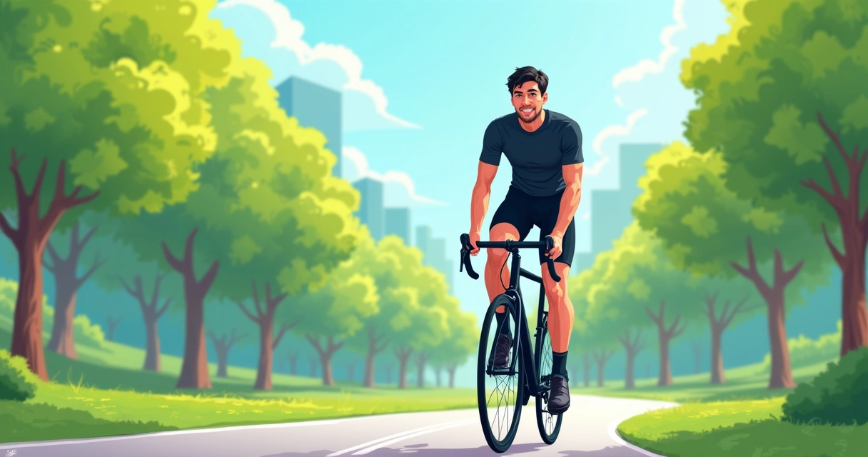 Homem usando bermuda térmica pedalando bicicleta em parque